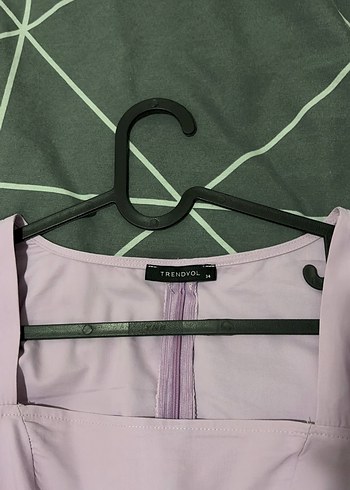 Düğmeli, Uzun Kollu Mor Bluz - Görsel 2