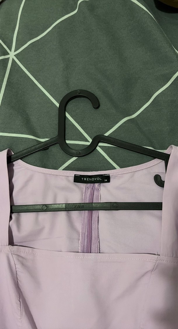 Düğmeli, Uzun Kollu Mor Bluz - Görsel 2