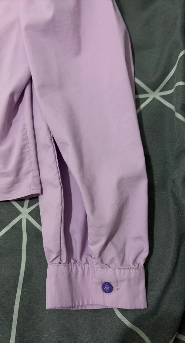 Düğmeli, Uzun Kollu Mor Bluz - Görsel 4