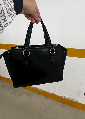 Siyah Deri Tokalı Kadın Çanta - Görsel 2