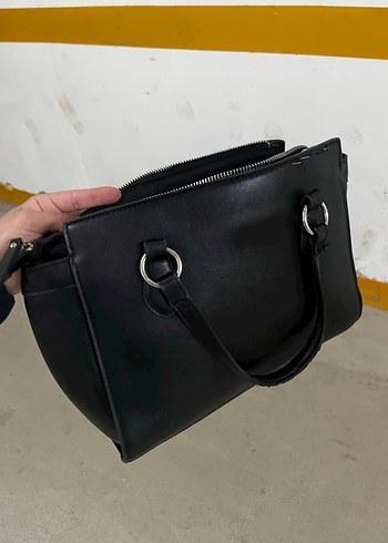 Siyah Deri Tokalı Kadın Çanta - Görsel 8