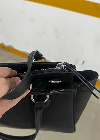 Siyah Deri Tokalı Kadın Çanta - Görsel 5