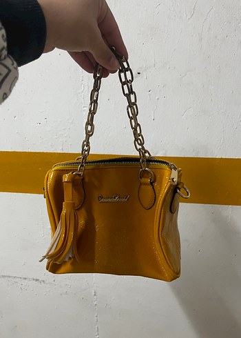 Sarı Deri Fermuarlı Kadın Çanta - Görsel 6
