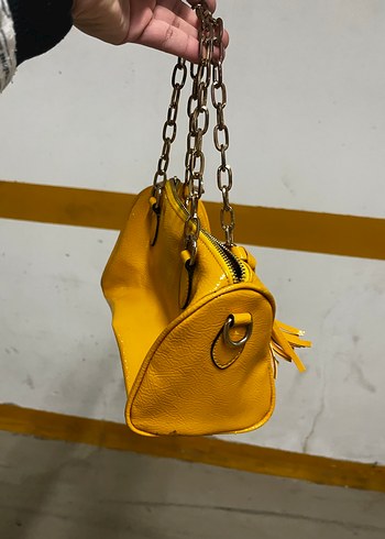 Sarı Deri Fermuarlı Kadın Çanta - Görsel 4