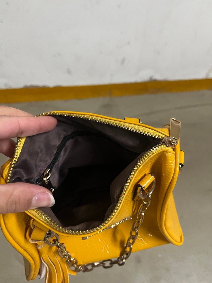 Sarı Deri Fermuarlı Kadın Çanta - Görsel 2
