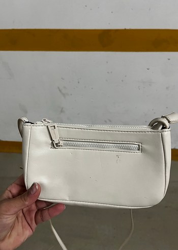 Beyaz Deri Fermuarlı Kadın Çantası - Görsel 6