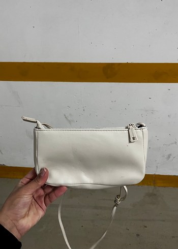 Beyaz Deri Fermuarlı Kadın Çantası - Görsel 5