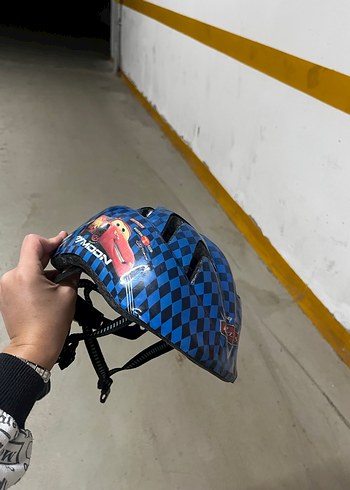 Renkli Baskılı Mavi Biker Kask - Görsel 4