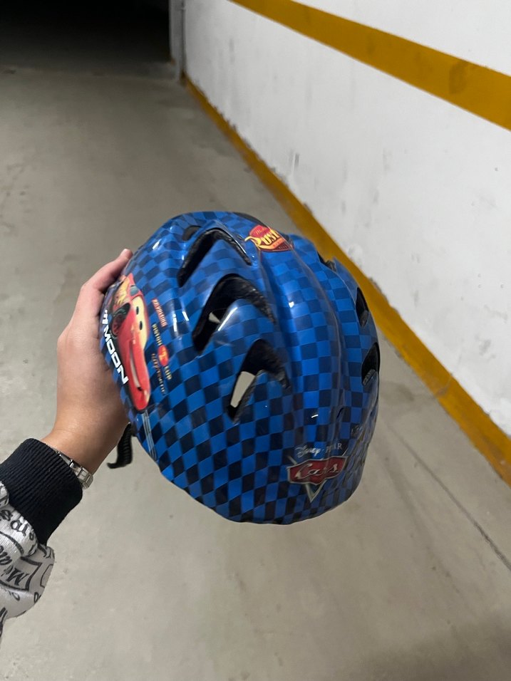 Renkli Baskılı Mavi Biker Kask - Görsel 2