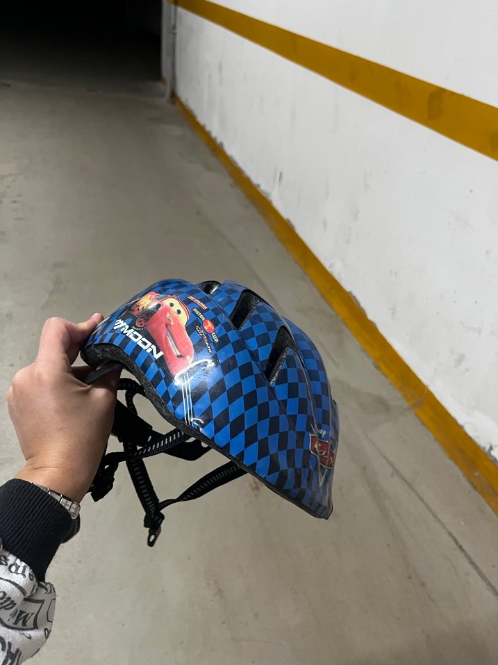 Renkli Baskılı Mavi Biker Kask - Görsel 4