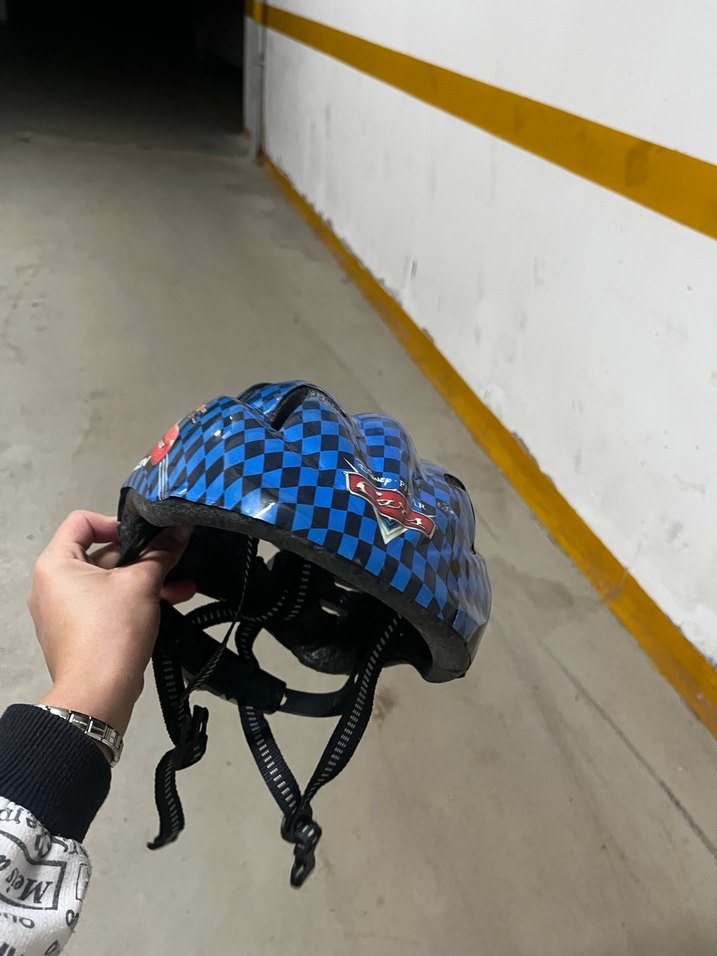 Renkli Baskılı Mavi Biker Kask - Görsel 3