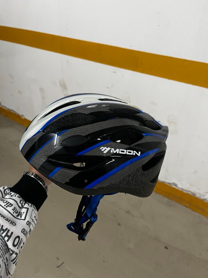 Mavi Desenli Biker Kask Velcro Bantlı - Görsel 2