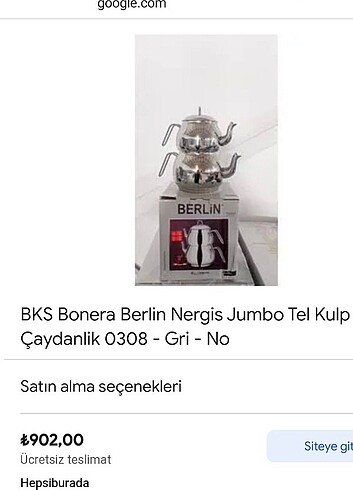 Beden gri Renk Berlin Jumbo boy çaydanlık takımı
