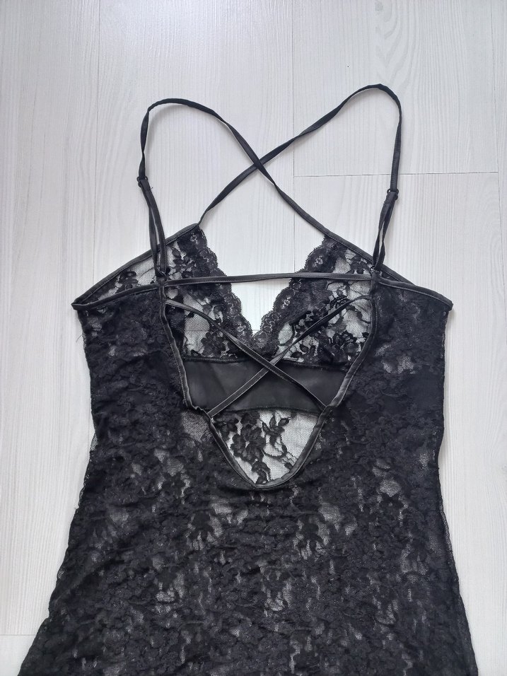 Siyah Dantelli Gecelik - Görsel 4