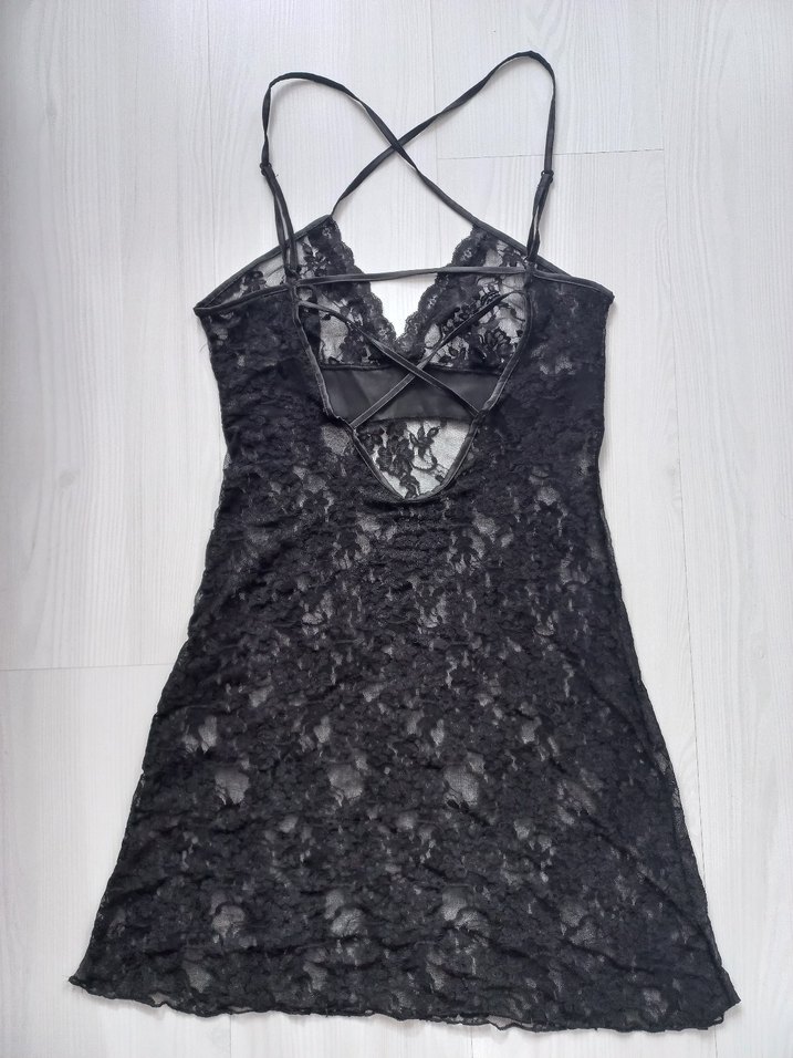 Siyah Dantelli Gecelik - Görsel 2