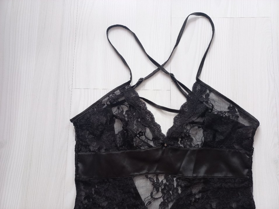 Siyah Dantelli Gecelik - Görsel 3