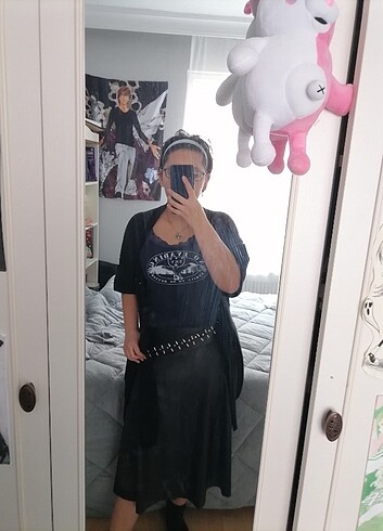 Gotik Uzun Pileli Deri Etek