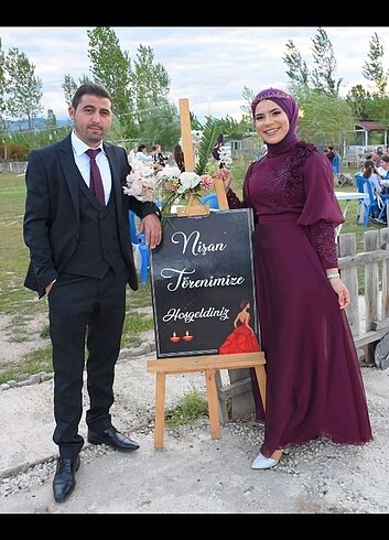 Mürdüm renk abiye 