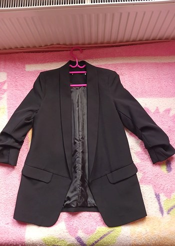 Kadın Siyah Düğmeli Midi Blazer - Görsel 2