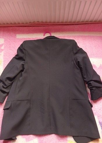 Kadın Siyah Düğmeli Midi Blazer - Görsel 3