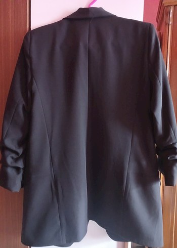 Kadın Siyah Düğmeli Midi Blazer - Görsel 4