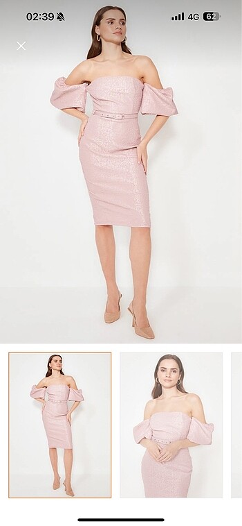 Pembe abiye elbise