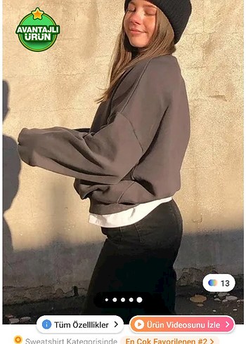 s Beden Madmext Gri Oversize Sweatshirt