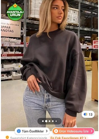 Diğer Madmext Gri Oversize Sweatshirt