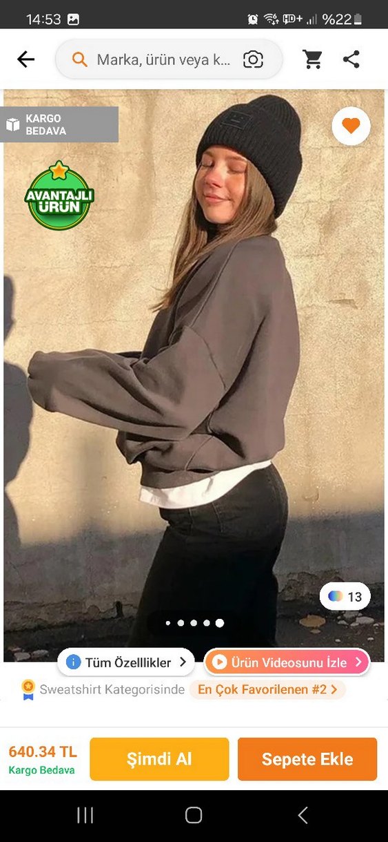 Madmext Gri Oversize Sweatshirt - Görsel 3