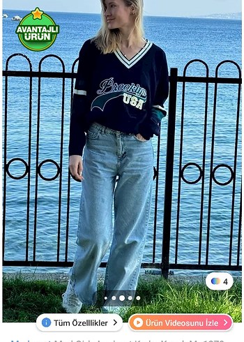 Madmext Siyah V Yaka Örgü Kadın Sweatshirt - Görsel 5