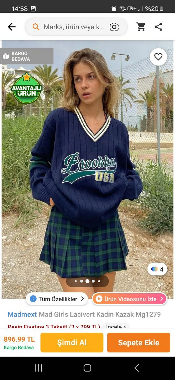 Madmext Siyah V Yaka Örgü Kadın Sweatshirt - Görsel 4