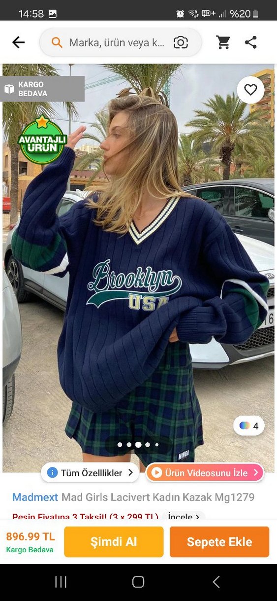 Madmext Siyah V Yaka Örgü Kadın Sweatshirt - Görsel 3