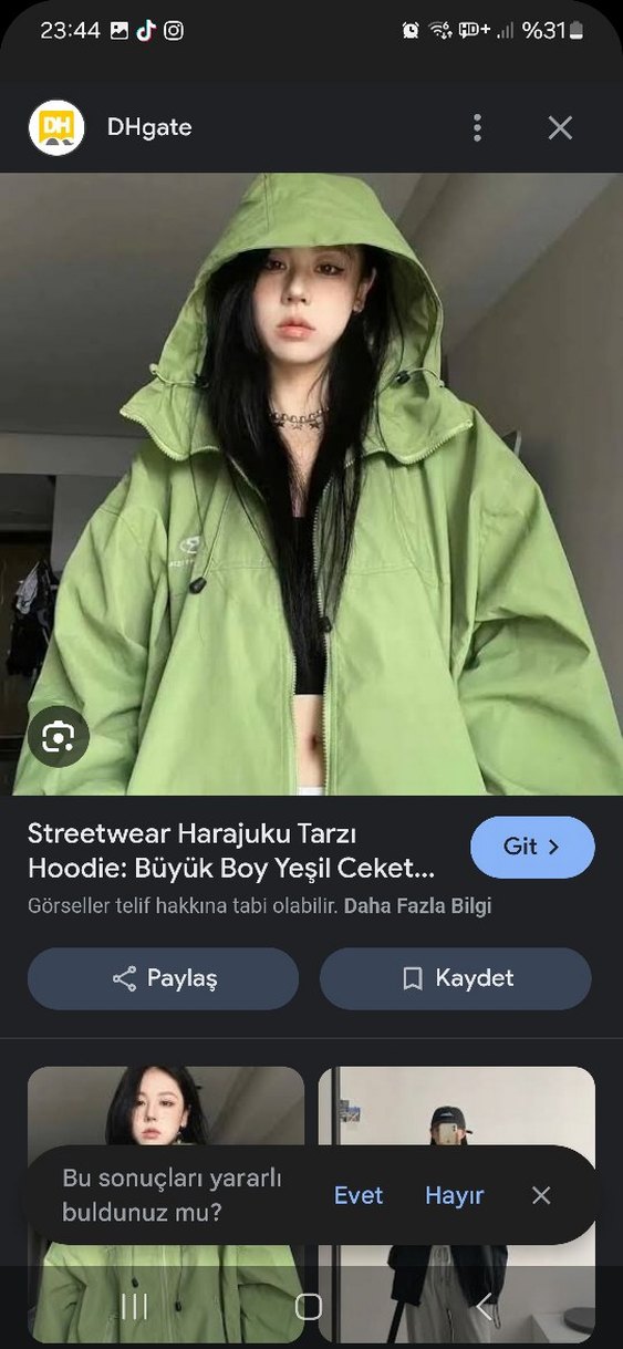 Ali Express Kadın Yeşil Yağmurluk Rüzgarlık - Görsel 3