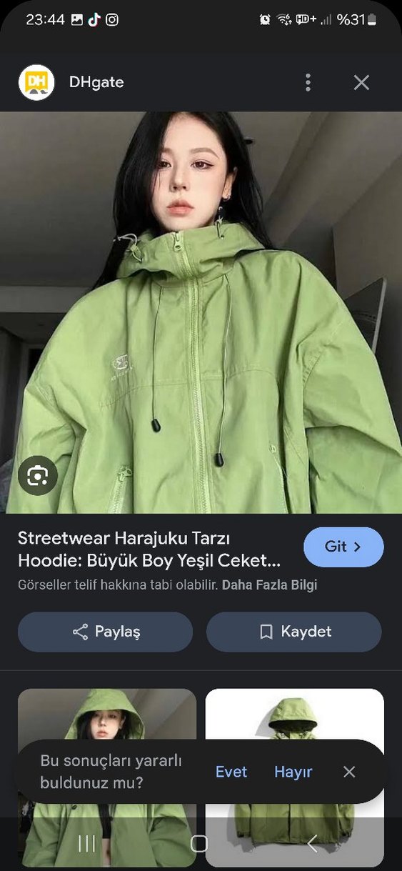 Ali Express Kadın Yeşil Yağmurluk Rüzgarlık - Görsel 2