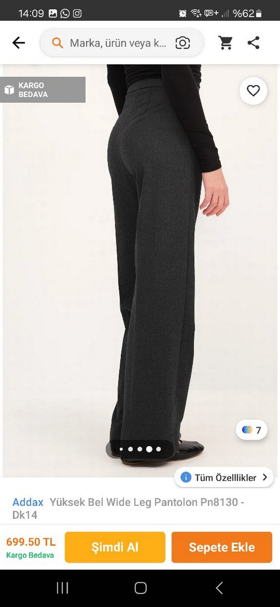 Addax Gri Kadın Kumaş Pantolon - Görsel 5