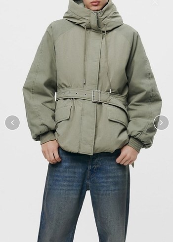 Zara Haki Yeşil Şişme Mont - Görsel 2