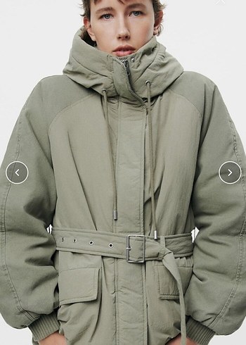 Zara Haki Yeşil Şişme Mont - Görsel 3