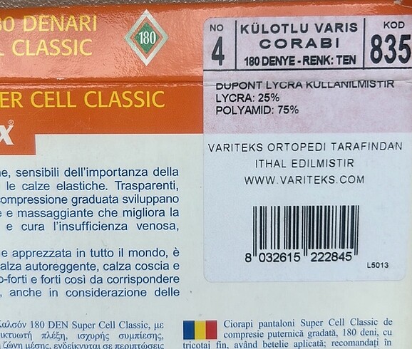 xl Beden ten rengi Renk Scudotex Varis Çorabı
