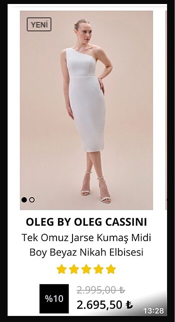 38 Beden beyaz Renk Oleg Cassini Nişan Tören Elbisesi