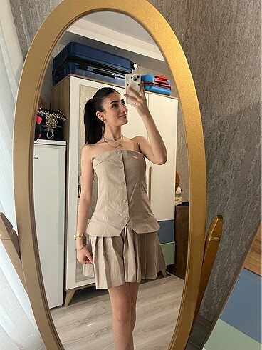 m Beden Zara pileli elbise