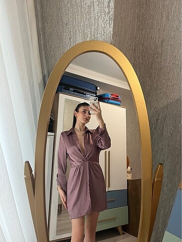 Zara saten kısa elbise