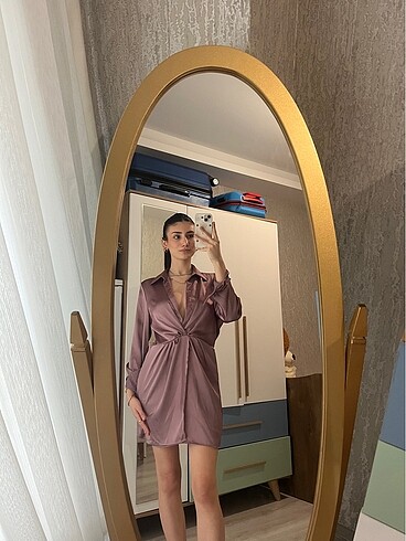 Zara Zara saten kısa elbise