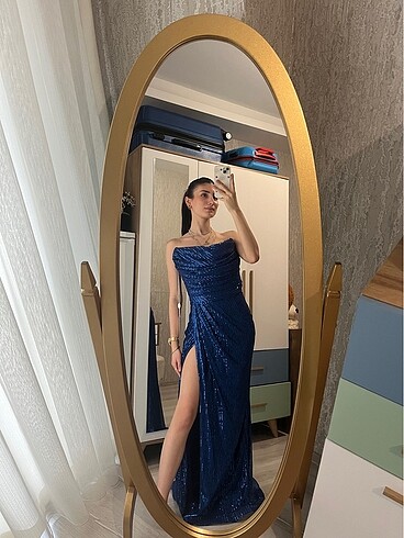 Diğer Yırtmaçlı straplez elbise