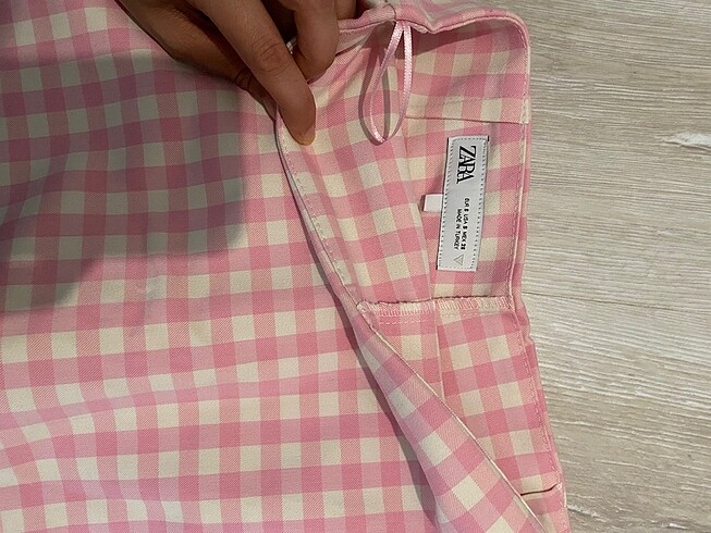 s Beden pembe Renk Zara pembe kareli şort etek