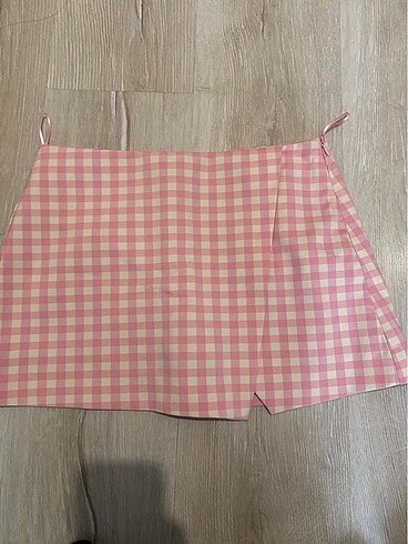 s Beden Zara pembe kareli şort etek