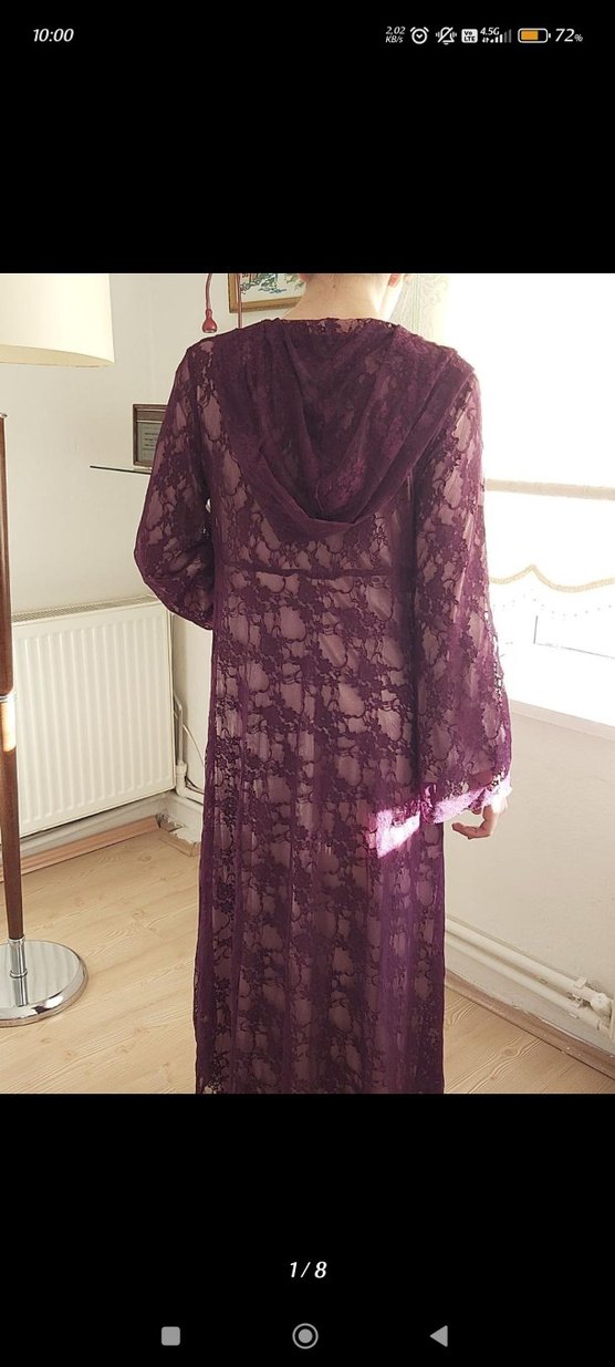 Uzun Mor Gotik Kadın Sabahlık - Görsel 3