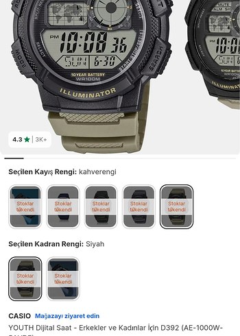 Casio Dijital Erkek Saat Haki siyah - Görsel 5