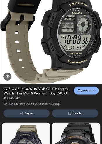 Casio Dijital Erkek Saat Haki siyah - Görsel 2
