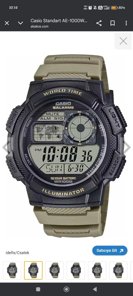 Casio Dijital Erkek Saat Haki siyah - Görsel 3