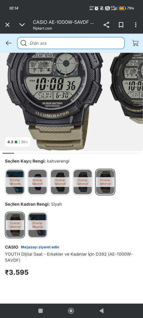 Casio Dijital Erkek Saat Haki siyah - Görsel 5